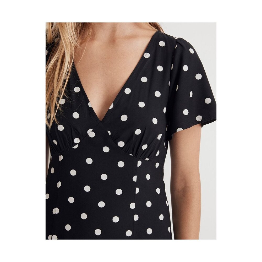 Madewell Black Polka Dot Midi Dress - Picture 4 of 12
